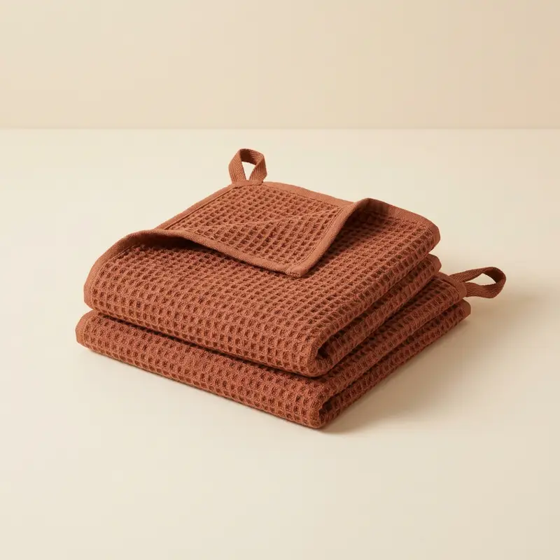Arden waffle hand towels, set of 2 in Clay