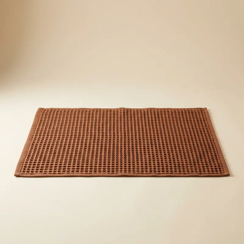Arden waffle bath mat in Clay