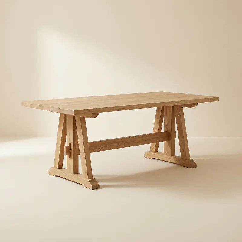 Ashby oak trestle dining table in Natural oak