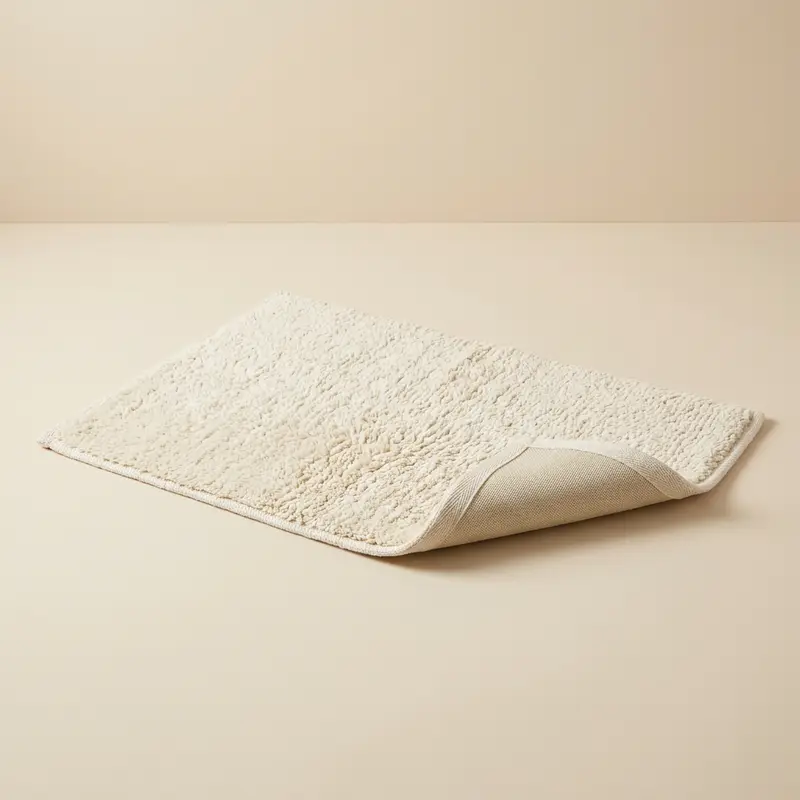 Brae tufted cotton bath mat in Cream