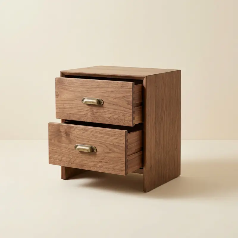 Brae two-drawer bedside table in Walnut