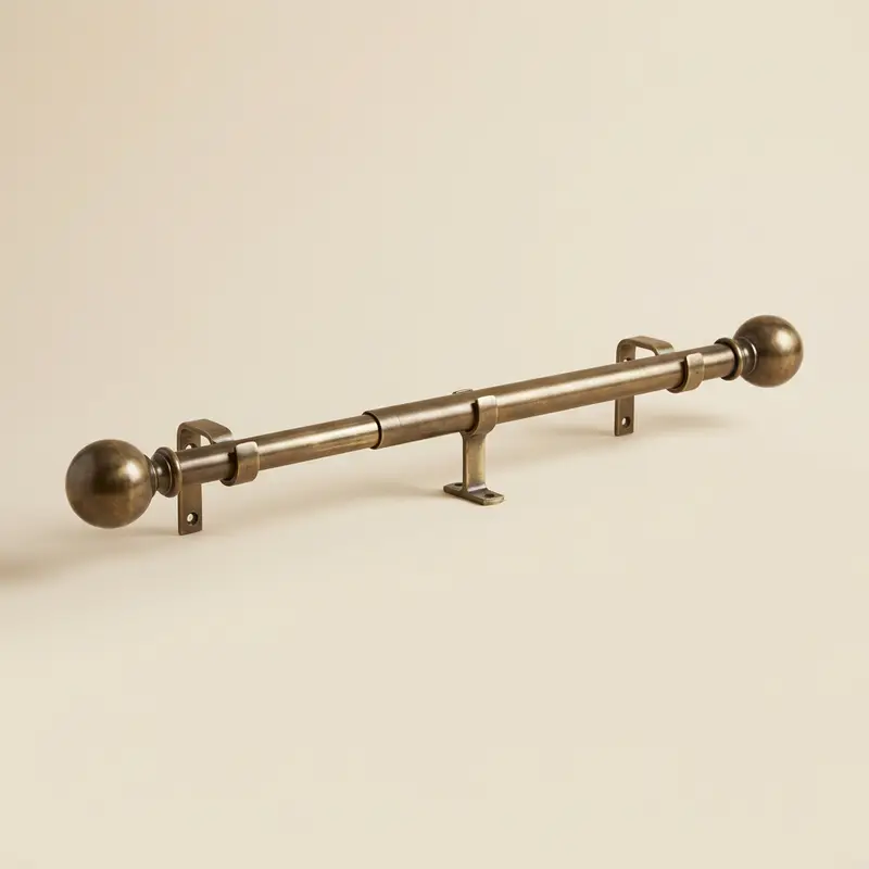 Calder curtain rod in Aged brass