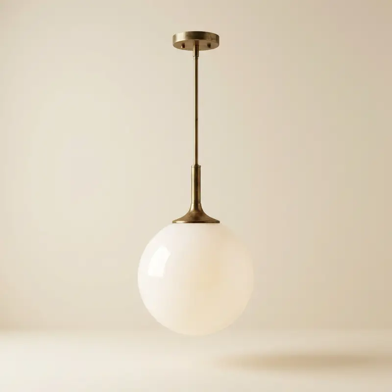 Fenn opal globe pendant in Opal / aged brass