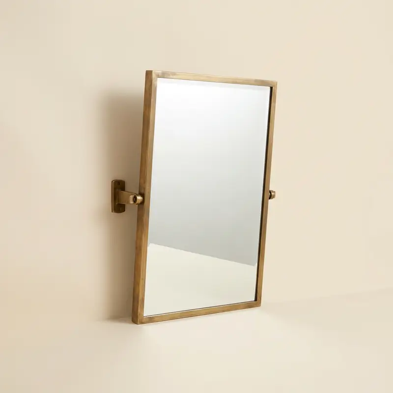 Harrow pivot vanity mirror in Aged brass