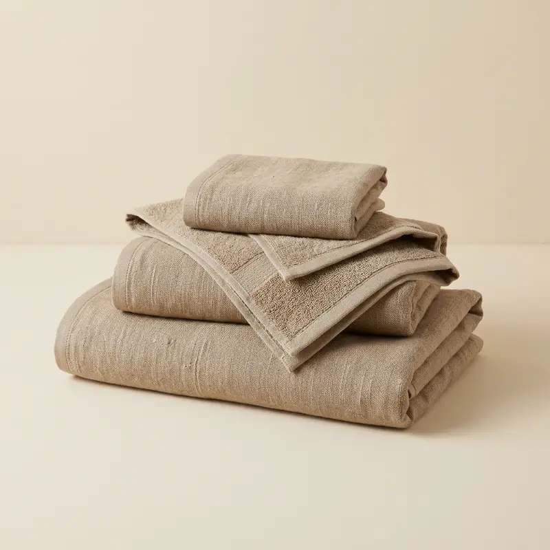 Hollis linen-terry towel set in Oat
