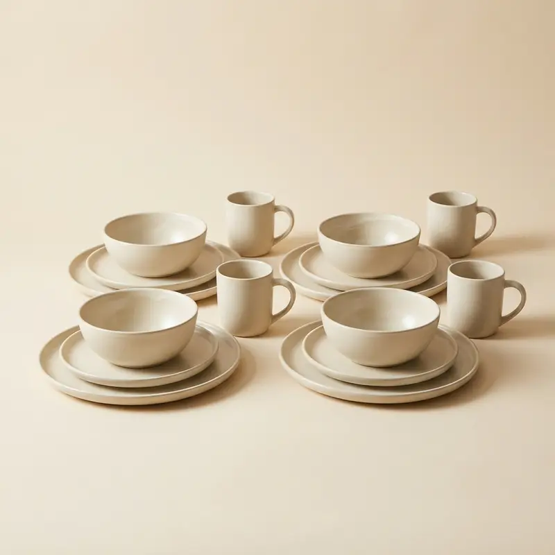 Kestrel 16-piece dinnerware set in Cream