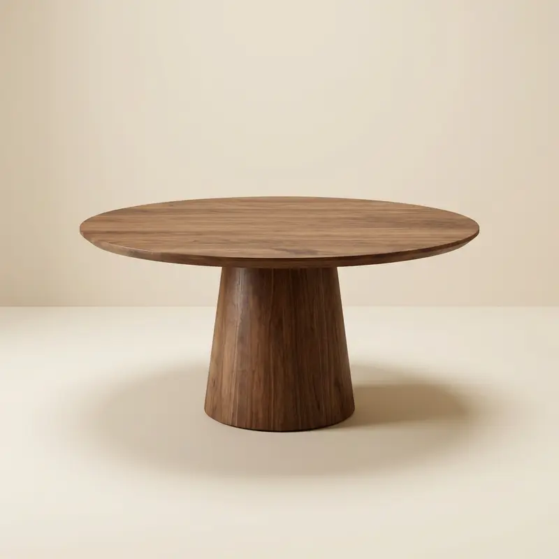 Kestrel round walnut dining table in Walnut