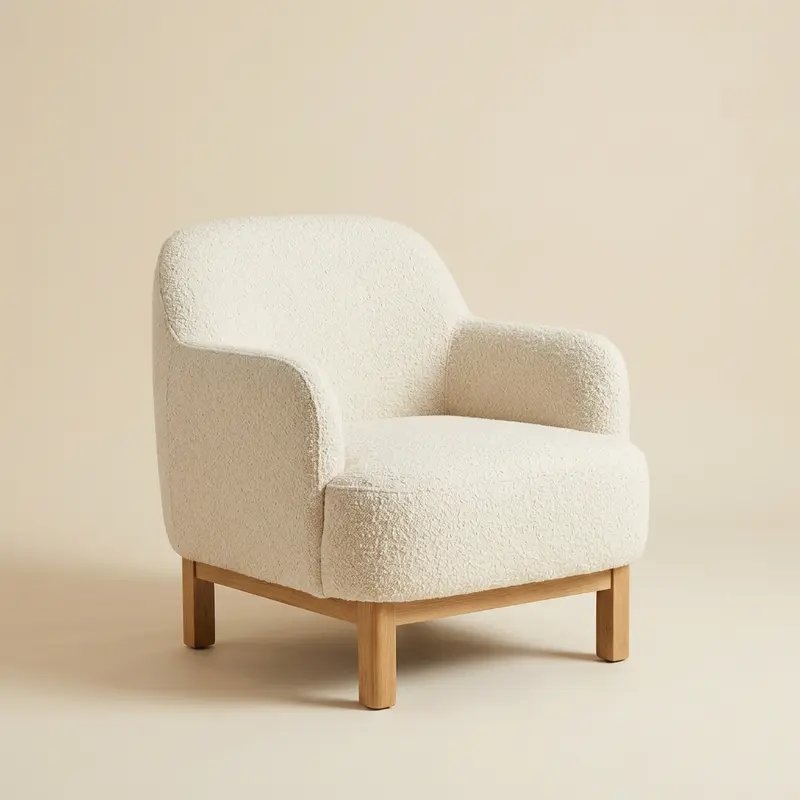 Linden bouclé lounge chair in Cream bouclé