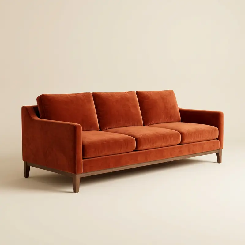 Marlow three-seat sofa in Rust velvet