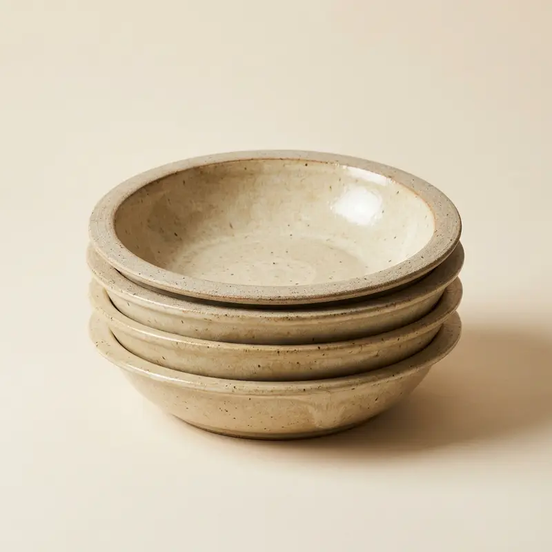 Oriel stoneware pasta bowls, set of 4 in Oat glaze