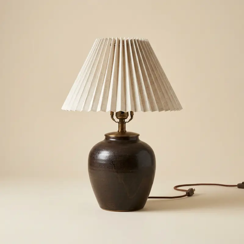 Oriel stoneware table lamp in Espresso glaze