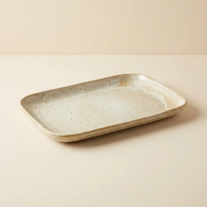 Oriel stoneware serving platter in Oat glaze