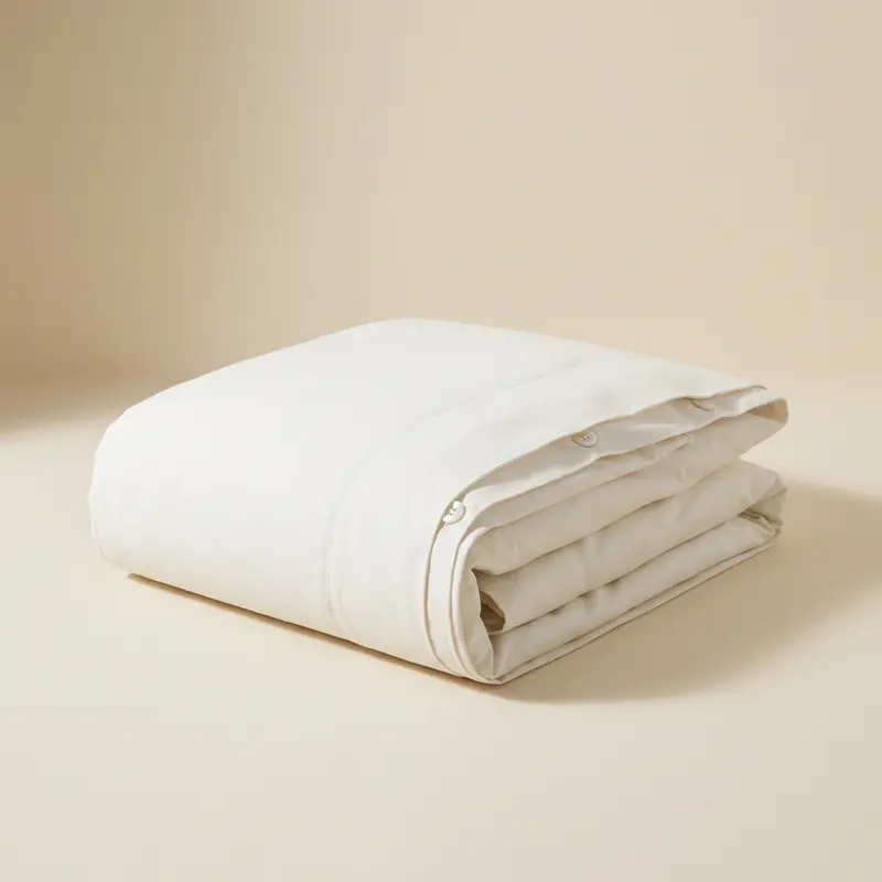 Tove cotton percale duvet cover in Chalk
