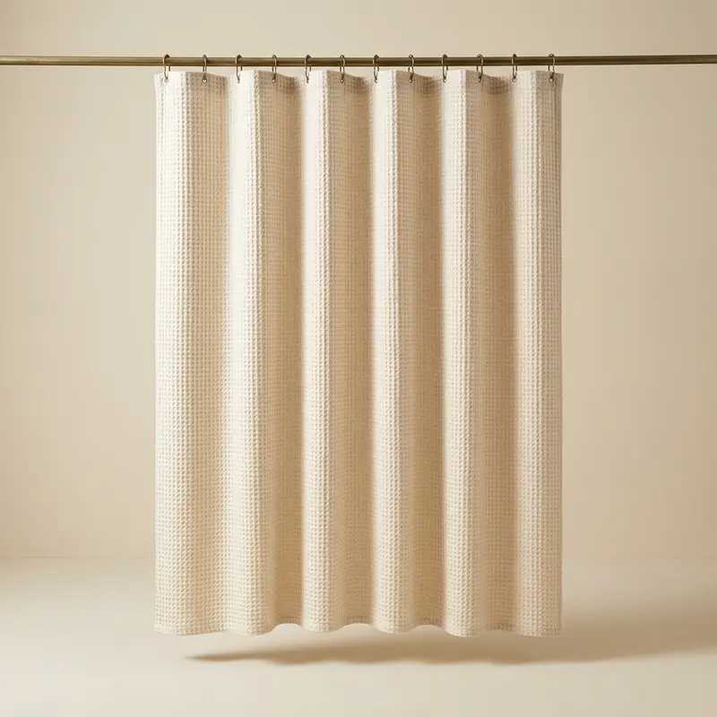 Tove waffle cotton shower curtain in Cream