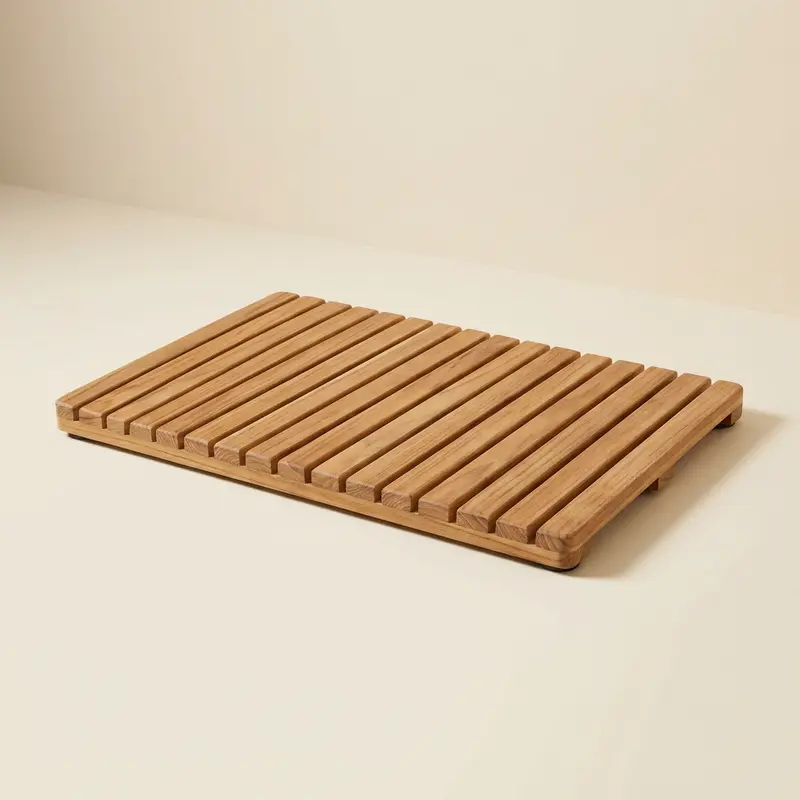 Wexley teak shower mat in Natural teak