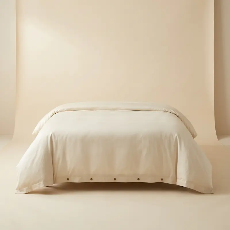 Wren cotton sateen duvet cover in Cream